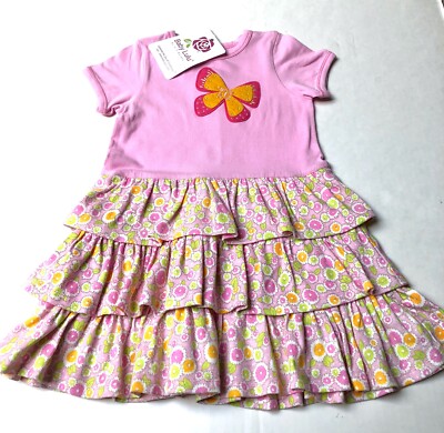 New Baby Lulu Boutique Brand Girls Thora Ruffle Dress~Size 3T~Butterfly Appliqué