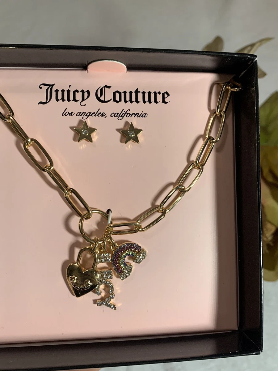 Juicy Couture Jewelry star earrings and charm necklace set