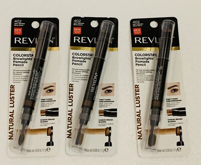 Lot of 3 Revlon ColorStay Browlights Pomade Brow Pencil #402 Soft Brown