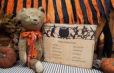 UNIQUE PRIMITIVE VINTAGE COLONIAL STYLE HALLOWEEN POTION ORDER U CHECK FORM SIGN