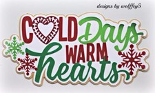 CRAFTECAFE WINTER TITLE premade paper piecing scrapbook diecut piece WOLFFEY5