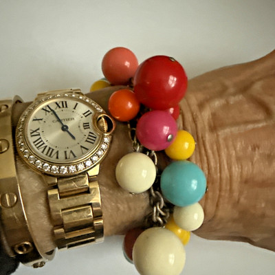 VINTAGE JEREMY TOSH - BERLIN  PARIS BRACELET w/  Colorful Plastic Beads Dangle