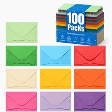 100 Pack Mini Cards with Envelopes, Small Colorful Blank Note Cards with Self-Ad
