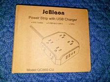 JcBlaon  Surge Protector Power Strip, 8 Outlets with 4 USB Ports(2 USB C) White