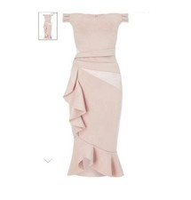 Lipsy Nude Bardot Dress Size 10 Bnwt