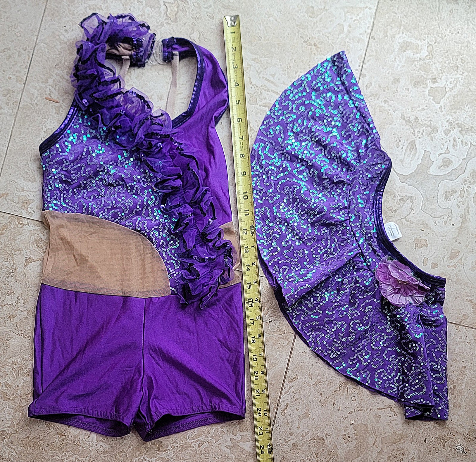 Vestido de patinaje, danza, ballet, gimnasia, patinaje artístico tutú púrpura oscuro CM