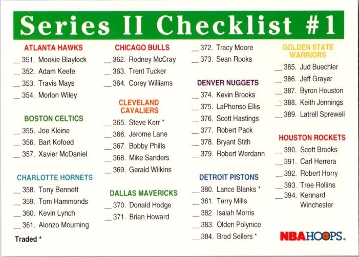 1991-92 Hoops - Checklist #459