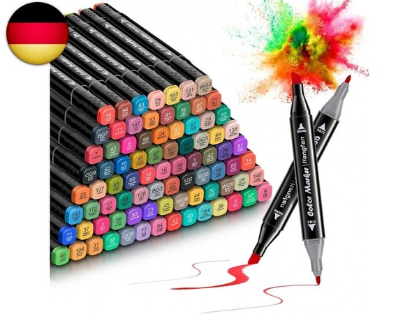 80+4 Farben Alkohol Marker Stifte Das Doppelkopf-Design, Twin Marker-image