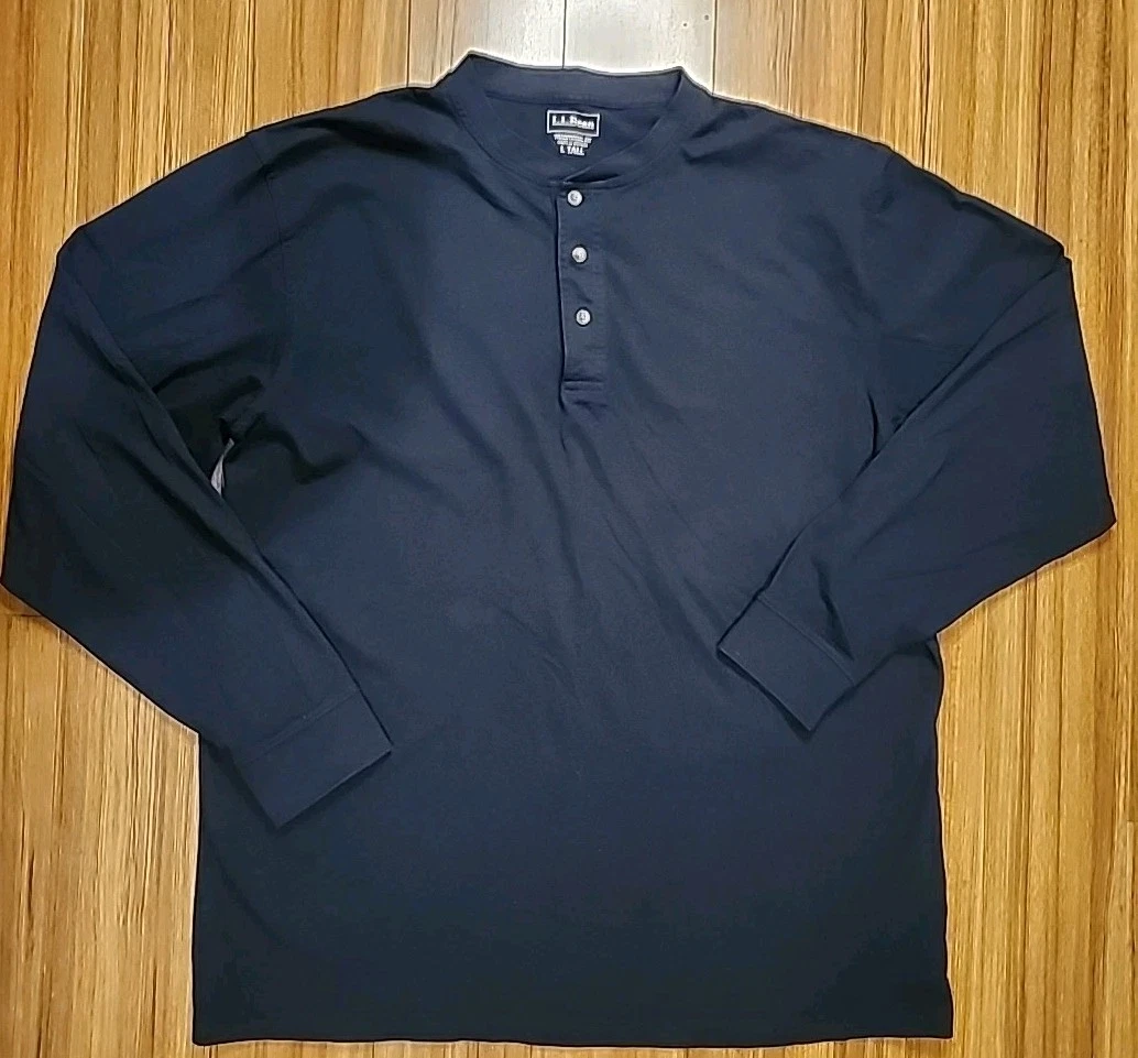 Chemise L.L. Bean Signature Henley Homme – Rouge, Taille L, Manches Longues, Coton