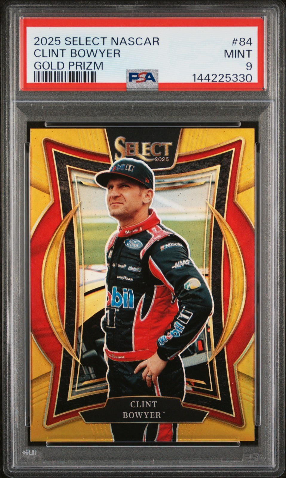 2025 Panini Select Racing #84 Clint Bowyer True Gold Prizm /10 PSA 9 MINT NASCAR