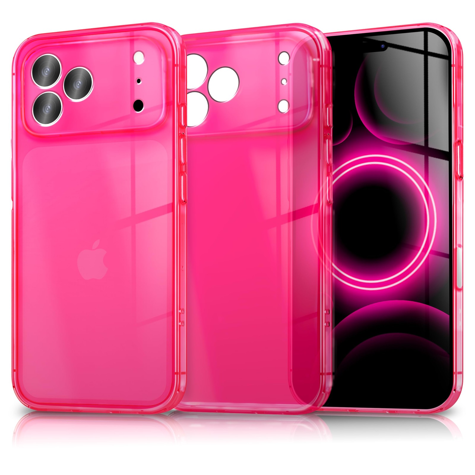 Coque Néon iPhone 17 Pro Rose Éclatant Idéale pour Sorties Nocturnes et Festivals