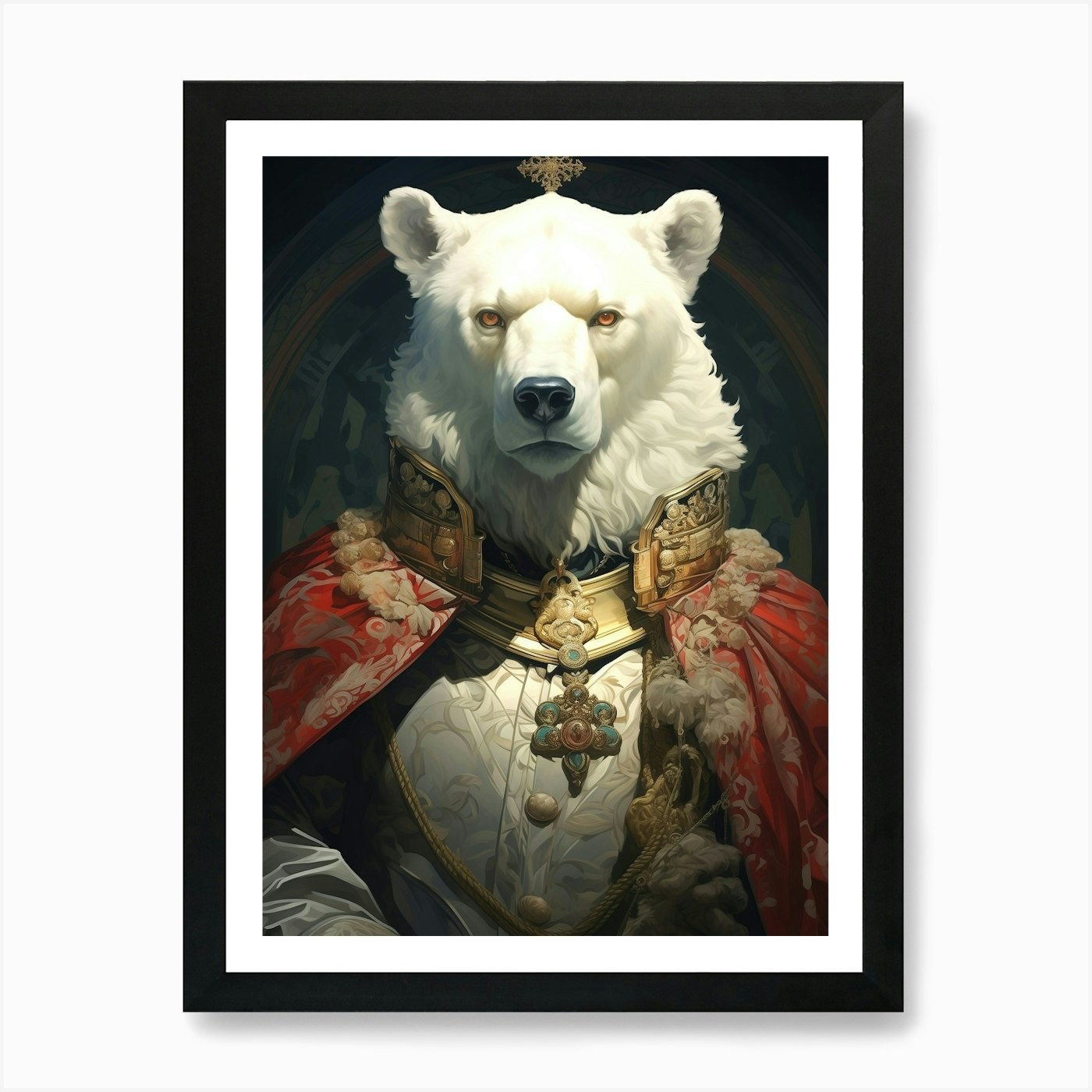 Polar Bear Framed Wall Art Canvas Print Wildlife Decor