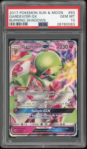 2017 Pokemon Burning Shadows Gardevoir Gx #93 Sun & Moon GEM MT PSA 10