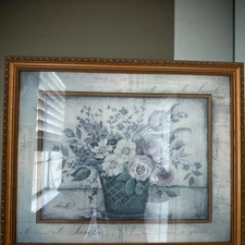 Kimberly Poloson “Carte Postale I” French Country Floral Framed Art