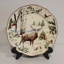 Better Homes & Garden Heritage Winter Forest Salad Plate Deer Cardinal