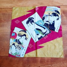 Vintage Otani Oniji Ukiyo-e Souvenir Art Handkerchief Japanese Cotton
