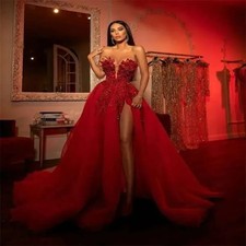 2026 Red Beach Wedding Dresses Sexy Side High Slit Long A e Bridal Gowns 