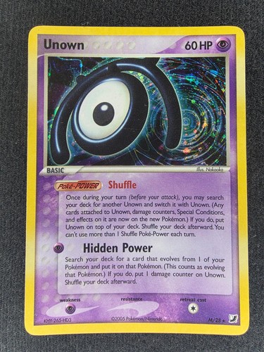 Unown (M) M/28 Holo Rare Unseen Forces Pokemon Moderately Played