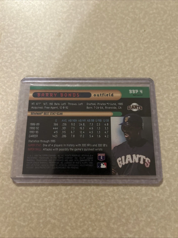 Bowman's Best Previews Refractors 1996 #BBP4 Barry Bonds Giants Foto 2 de 2