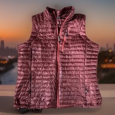 LL Bean Women's Goose Down Puffer Vest Large Red Maroon Pertex