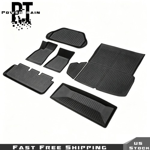 Pour Tesla Model S 2021 2022 23-2025 Tapis de Sol Tous Temps Doublures Set Complet Noir - Photo 3/24