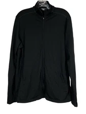 IBEX Sz L Women Jacket Black 100% Merino Wool Full Zip Sweater Gorpcore Hike USA