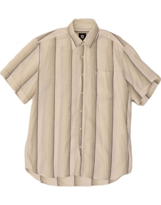 ROCCOBAROCCO Herren Kurzarm Hemd Größe 40 15 3/4 mittelgrau gestreift CE11