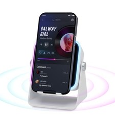 Wireless Induction Speaker 5-in-1 Bluetooth Speaker with Phone Holder, White