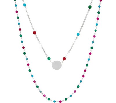 Italienisches Silber Kreis Motiv Multi Edelsteine Halskette Set