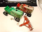 (2) MARX - 1950's Tin Litho Wind Up - Farm Tractors & pr. steel Disc Cultivator