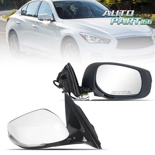 Right Side Mirror Pearl White Manual Fold Heated 7Pins For Infiniti Q50 2014-18