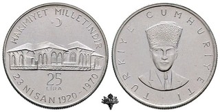 TÜRKEI 25 lira 1970 SILVER Silbermünze Turkey