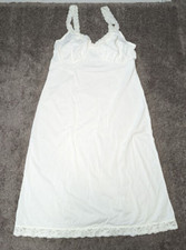 Vintage Shadowline Nylon Full Slip Lacey Ivory Sz 34 24"