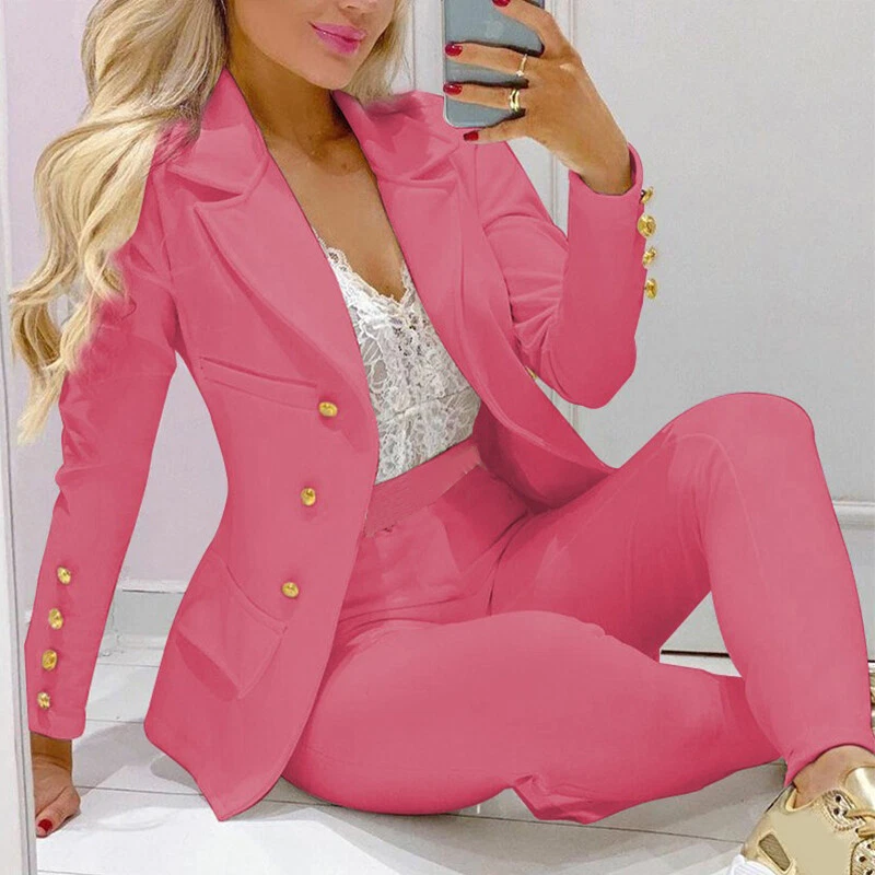 Damen-Set Aus Blazer Und Hose Mit Bündchen Formelle Büro-Ol-Outfits ♪ ▽ - Bild 3 von 4