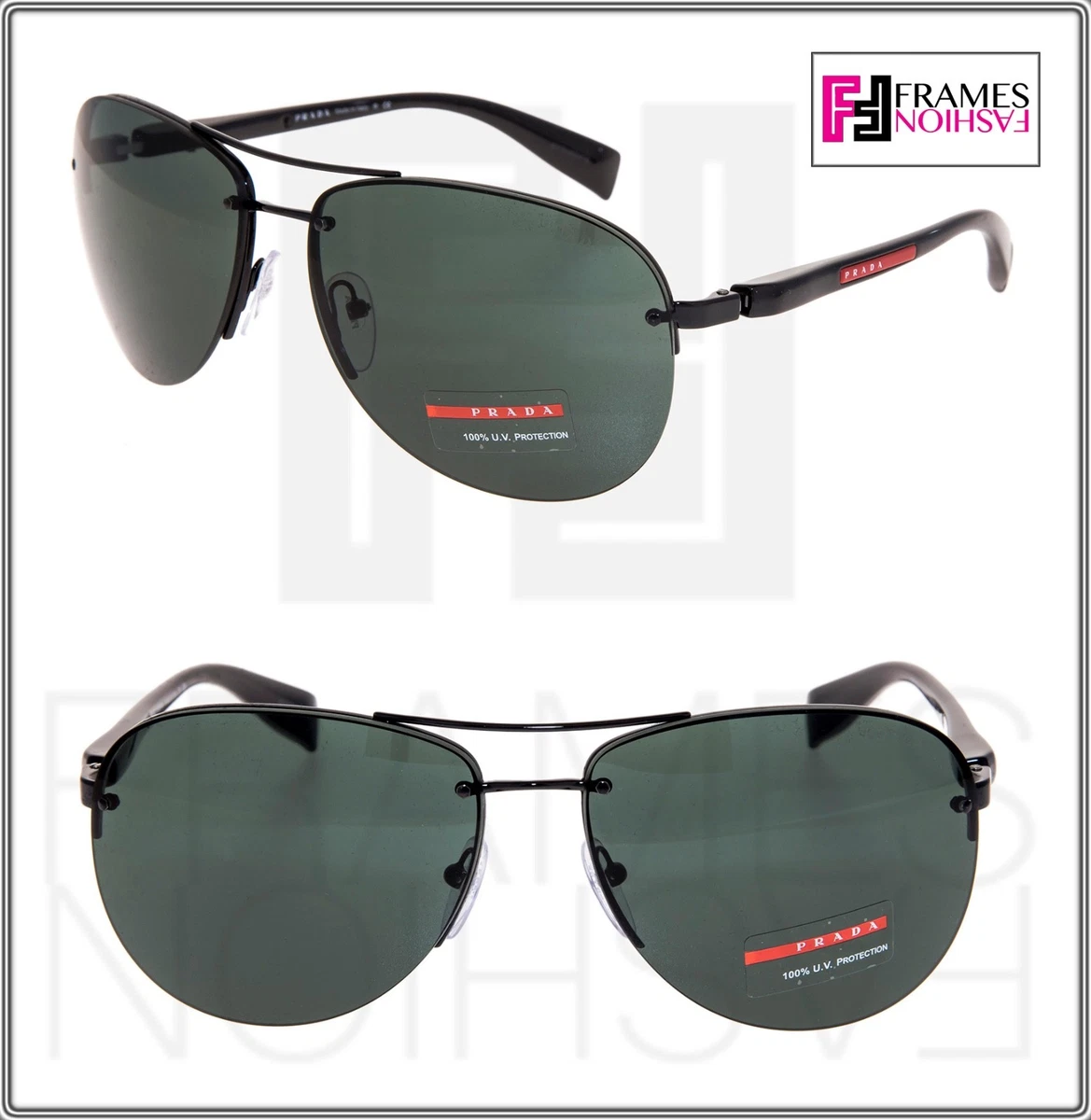 PRADA LINEA ROSSA CAPSULE Sport Aviator PS56MS Shiny Black Green