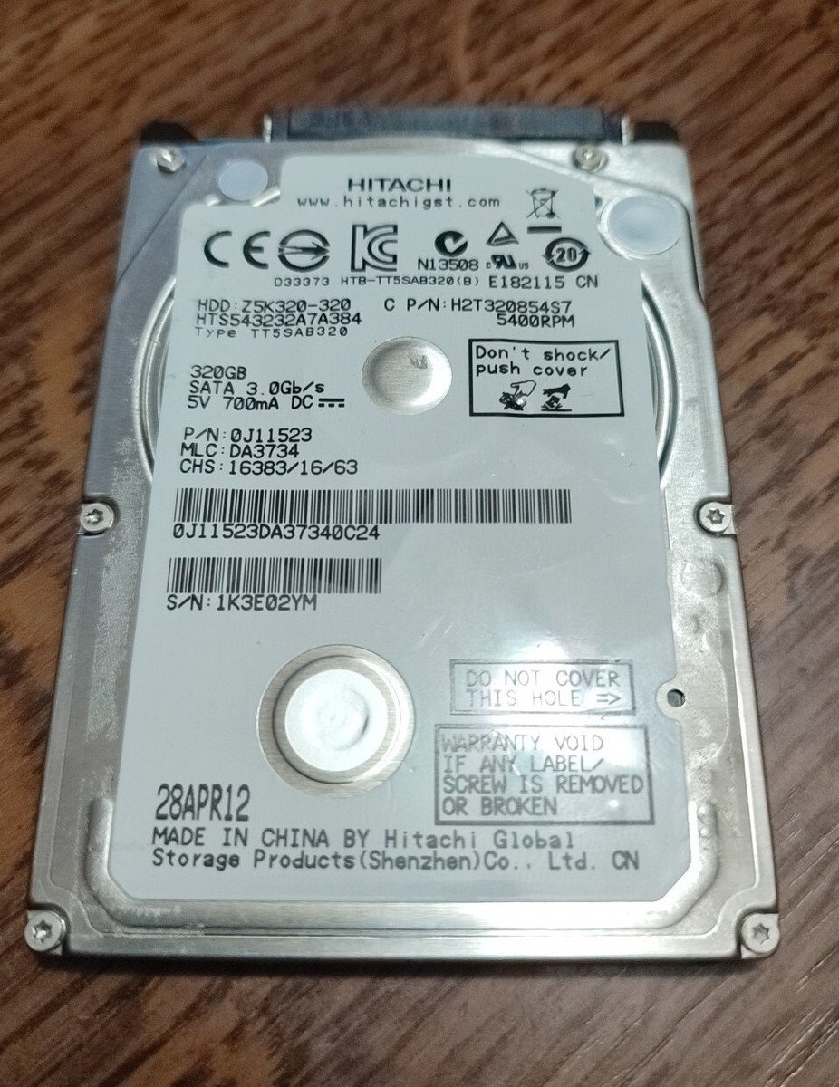 Disque Dur Interne Hitachi 320GB SATA 2.5" - Pour PC Portable, Occasion