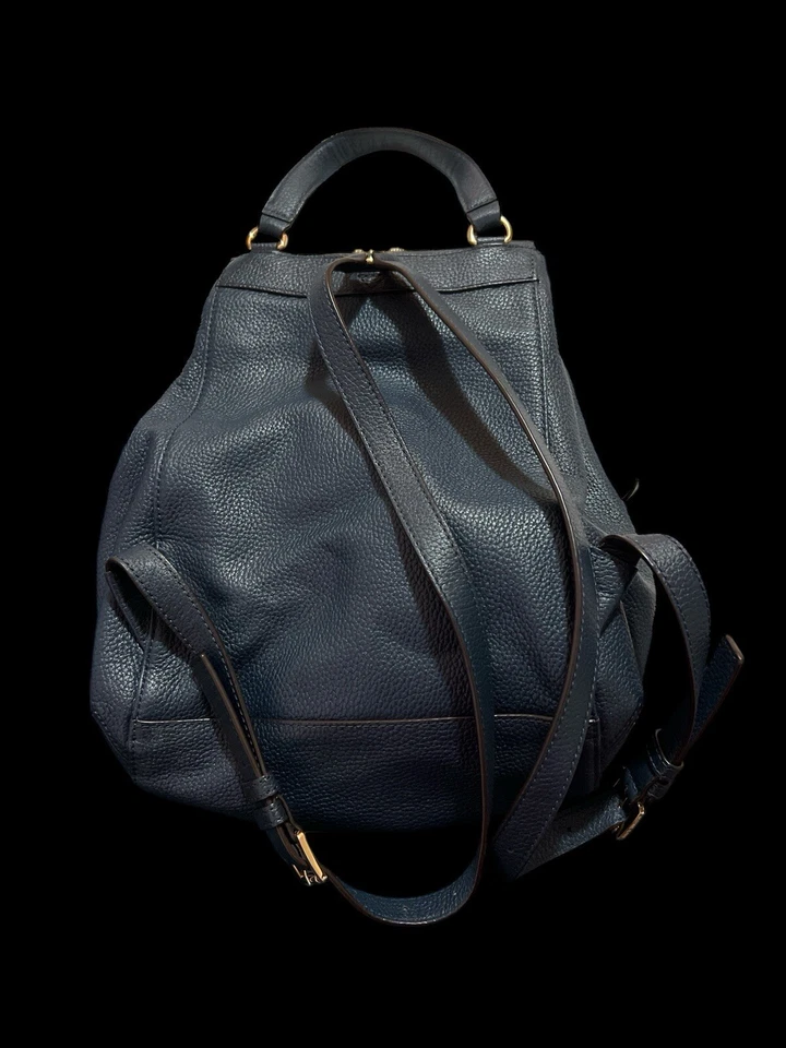 Michael Kors Backpack Riley Studded Pebbled Leather Navy Blue Backpack - Image 2 of 4