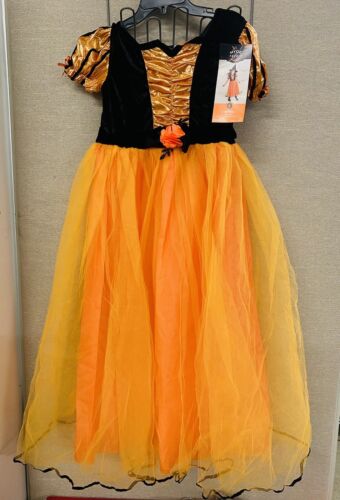 Hyde & Eek Witch Costume Girls Large Black & Orange Fancy Witch Costume w/ Hat - Picture 1 of 5