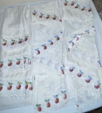 Vtg APPLE Sheer Lace Swag Valance Curtains 3 straight  6 swag Turkey Cordagecor