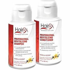 HairRx Professional Revitalizing Shampoo & Conditioner Travel Set, Light Lather,