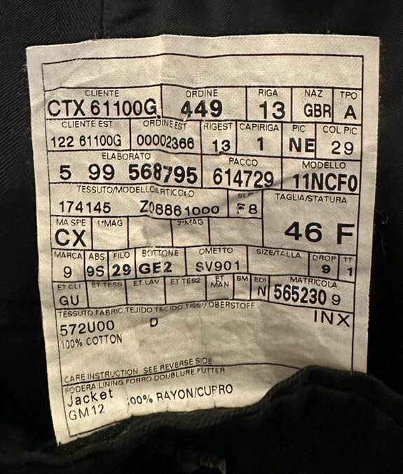 GUCCI GIACCA BLAZER DI DESIGN LUSSO 100% COTONE BLU NAVY SARTORIALE VESTIBILITÀ: 36R