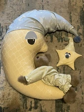 Baby Nursery Decor Crescent Moon HTF Simply Stuff it Handcrafted blue vintage