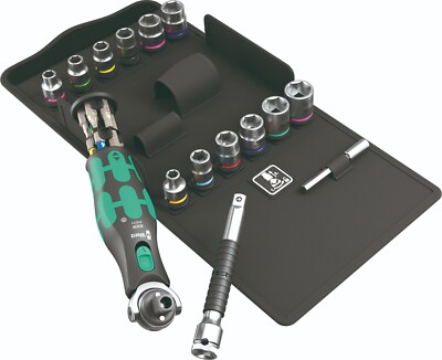 Wera 8009 Zyklop Pocket Set 4 Socket Wrench Set 3/8'' Drive SAE 05004285001