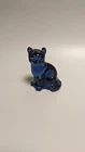 Vintage Fenton Art Glass Sitting Cat/Kitten Figurine Blue Cobalt