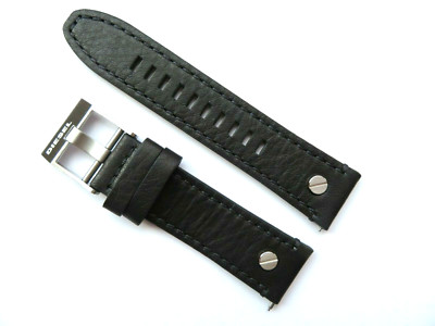 DIESEL Original Ersatzband Lederarmband DZT2014 Uhrband Schwarz watchstrap black