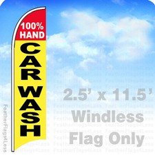 100 HAND CAR WASH WINDLESS Swooper Feather Flag 2.5x11.5 Banner Sign yb