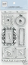 HEIDI GRACE Rubber Cling Stamps FRAMES 70853 HEART FLOWER FRIENDS LADYBUG