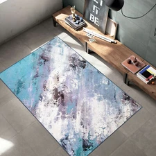Galaxy Multi-Color Splashes Modern Area Rug Non-Slip Backing, Aqua, 8' x 11'