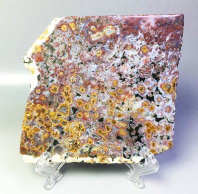 Natural Ocean Jasper Agate Quartz Crystal Slice Reiki Stone Healing / Stand