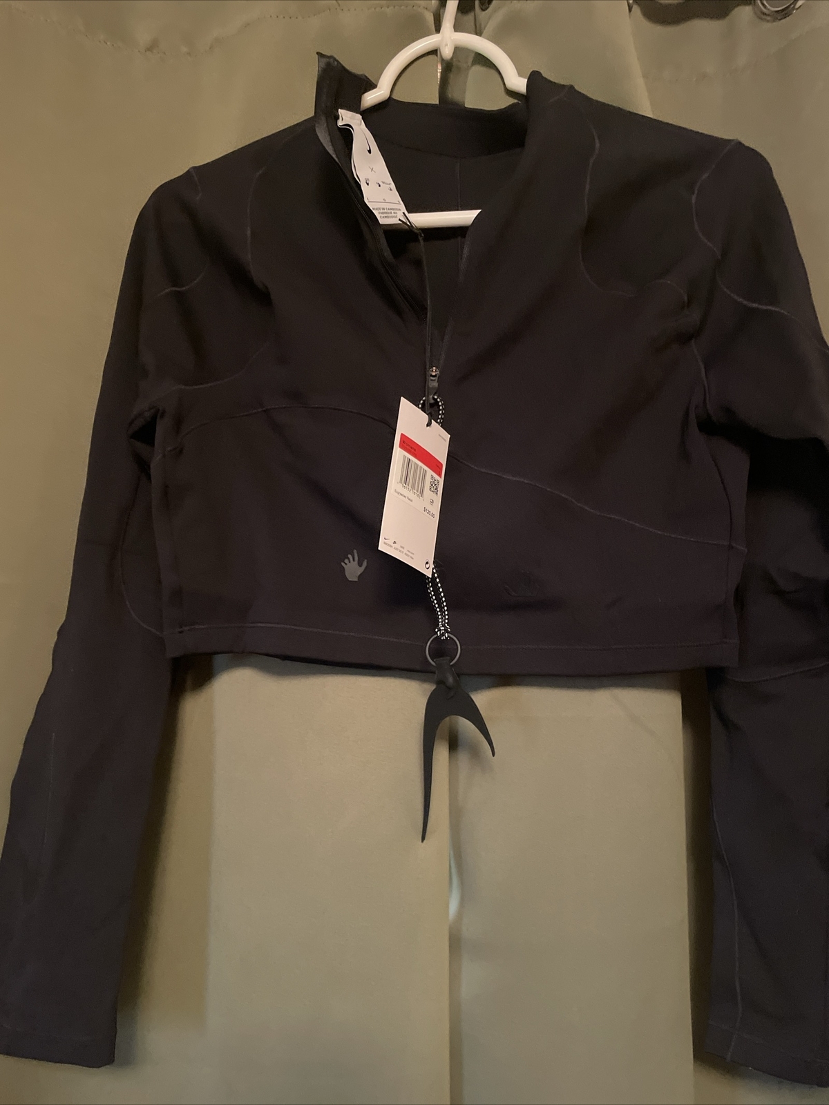 OFF WHITE X NIKE Top Nike X Off bianco collaborazione donna manica lunga ritagliato grande